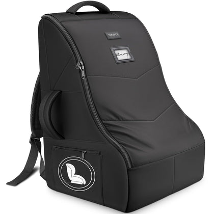 Car Seat Carrier Bag for Airport, Baby Travel Essentials | Shoulder Strap, Waist Strap, Padded Portective, PU Leather