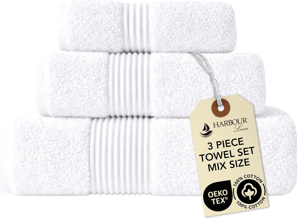 Boulevard Series 3-Piece Mix Size Luxury Bathroom Towel Set - Includes Bath Towel, Hand Towel & Washcloth, Soft 600