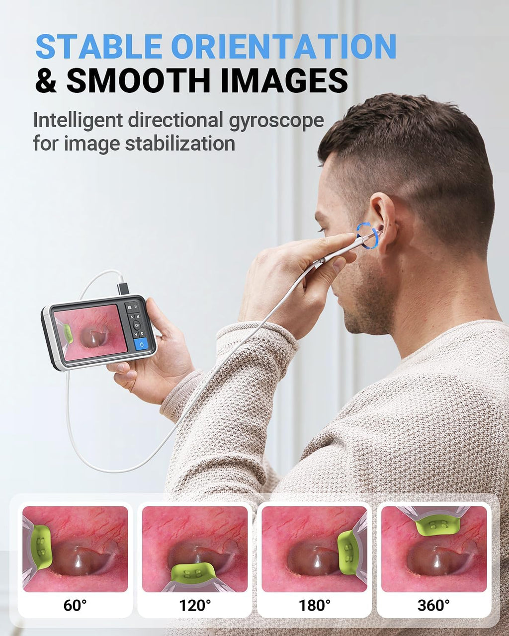 Otoscope with 4.5" IPS Screen, 3.9mm Ear Camera with Gyroscope