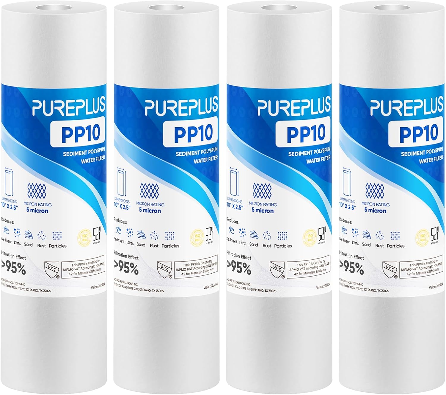 5 Micron 10" x 2.5" Whole House Sediment Home Water Filter Cartridge Replacement for Any 10 inch RO Unit, Culligan