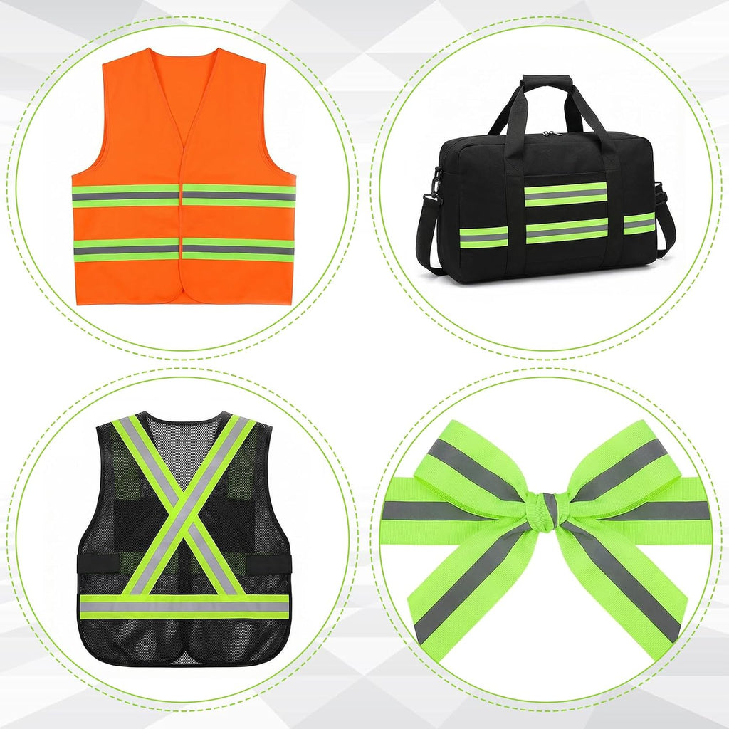 Reflective Tape Strip Sew On 2'' x 33ft High Visibility Fluorescent Tape with 2 cm Width Silver Reflective Ribbon