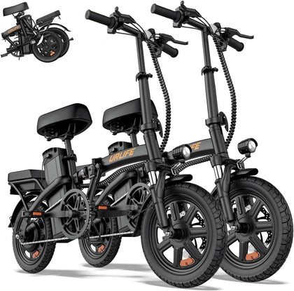 Folding Electric Bike for Adults, 14" Portable ebikes, 20-40 Mile Long Range Commuter Bike, 500W Peak Motor, 20MPH