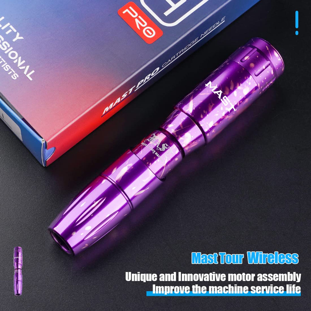Mast Tour Wireless Tattoo Pen Machine Kit - Professional Rotary Cartridges Tattoo Pen Lightweight Short Battery Power
