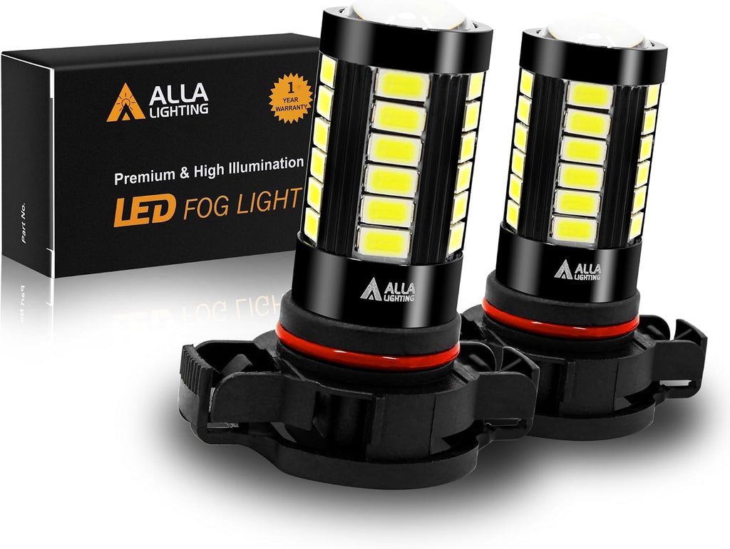 Super Bright PSX24W 2504 LED Fog Light Bulbs, 6000K Xenon White 2800Lms 12276 Auto 12V Fog Lamps Replacement 5730