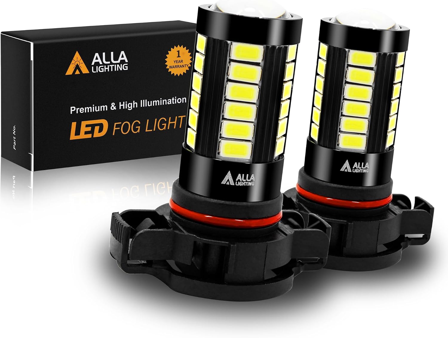 Super Bright PSX24W 2504 LED Fog Light Bulbs, 6000K Xenon White 2800Lms 12276 Auto 12V Fog Lamps Replacement 5730