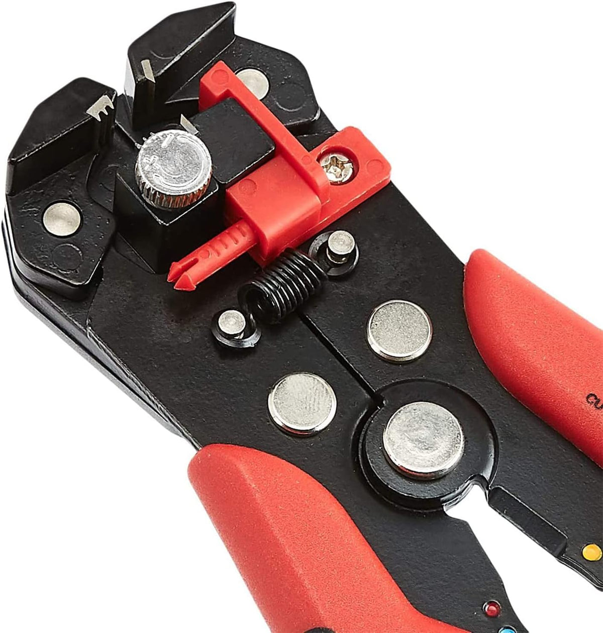 Self-Adjusting Wire Stripper and Crimping Tool, Strips 10-24 AWG, Black/Red