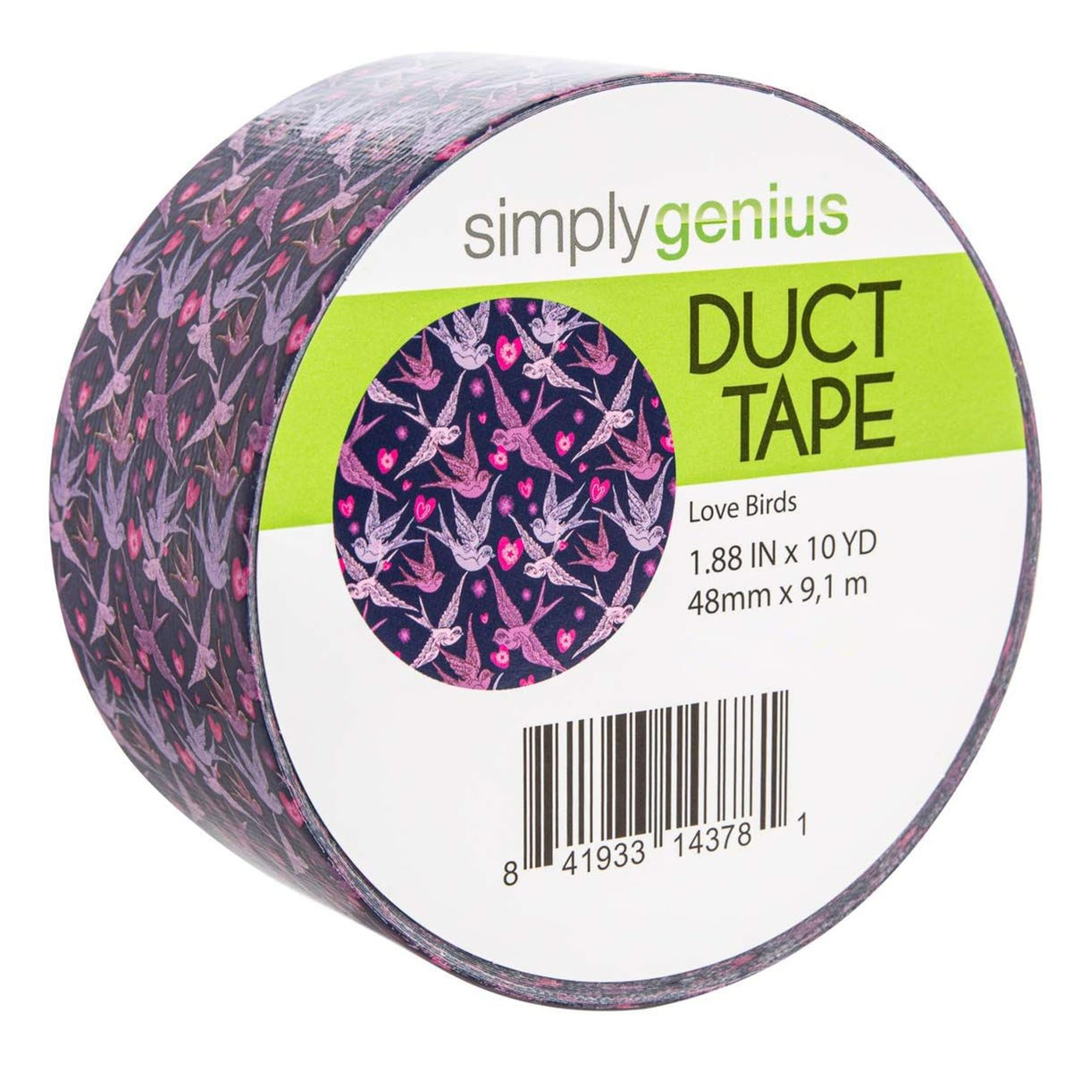 Duct Tape - 1.88 in x 10 Yd, Love Birds Pattern - Colored Tape & Strong Adhesive - Waterproof for Crafts & DIY