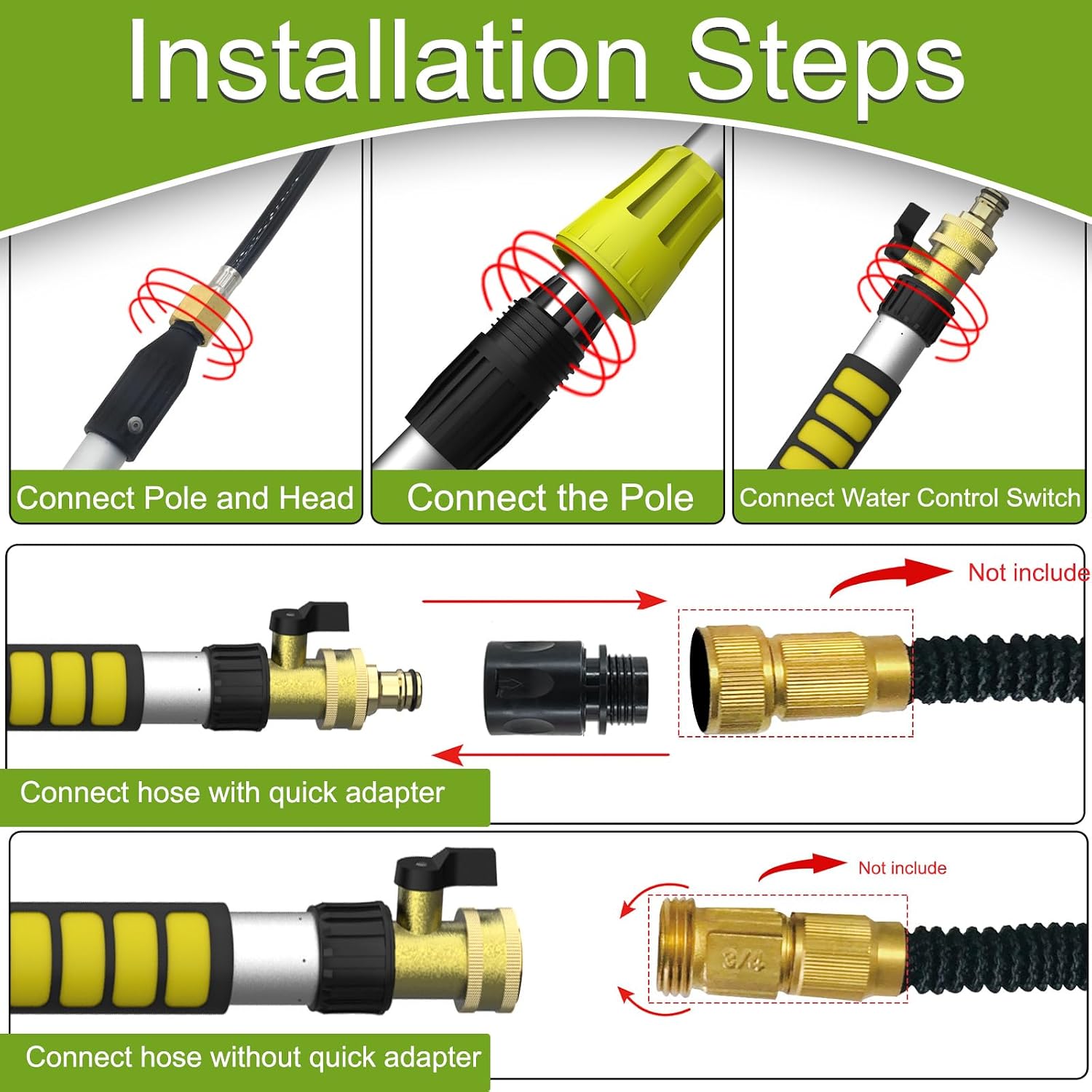 16FT(24FT Reach) Telescopic Gutter Cleaning Tools from the Ground, Long Reach Gutter Cleaner Wand with Hose