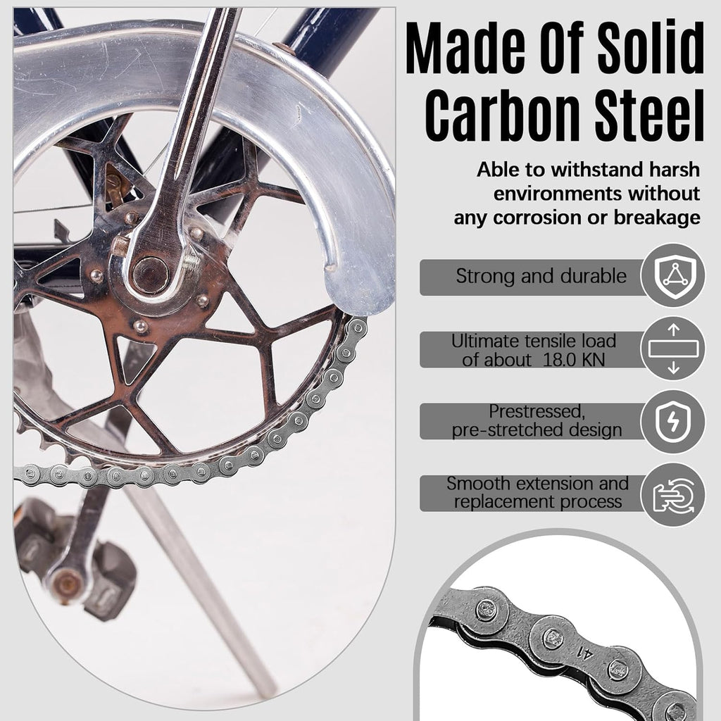 Tandefio #428 20 ft Roller Chain for Gate Openers, Carbon Steel, 2 Links