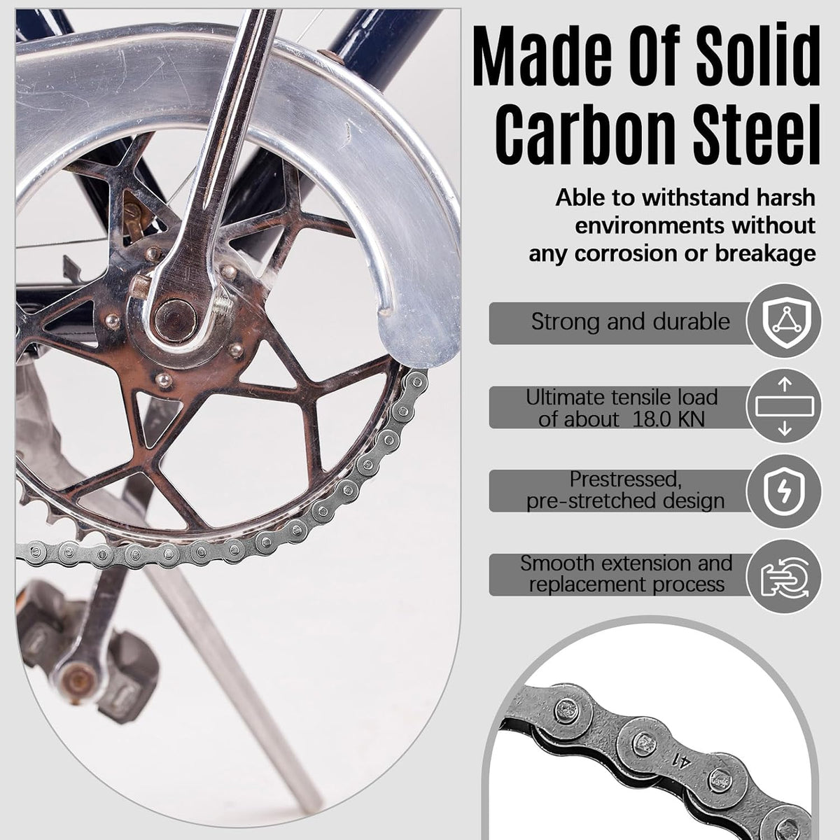Tandefio #428 20 ft Roller Chain for Gate Openers, Carbon Steel, 2 Links