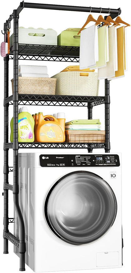 U11 Mini Over Washer and Dryer Shelves, 3 Tiers Laundry Room Storage and Organizer Standing Shelf, Metal Freestanding