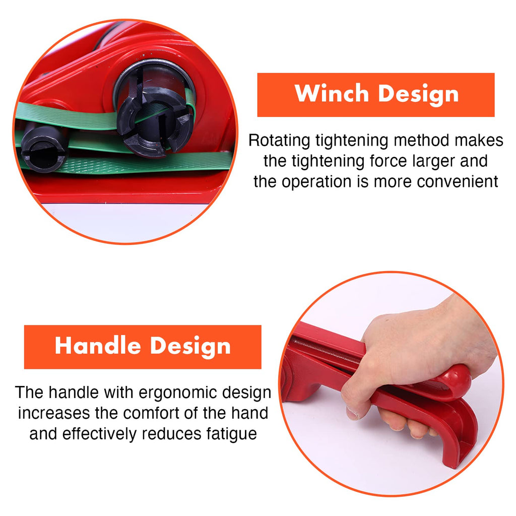 Heavy Duty Poly Strapping Tensioner & Cutter Manual Banding Tools Windlass for 1/2" -3/4" Width Polyester Polyproplyn