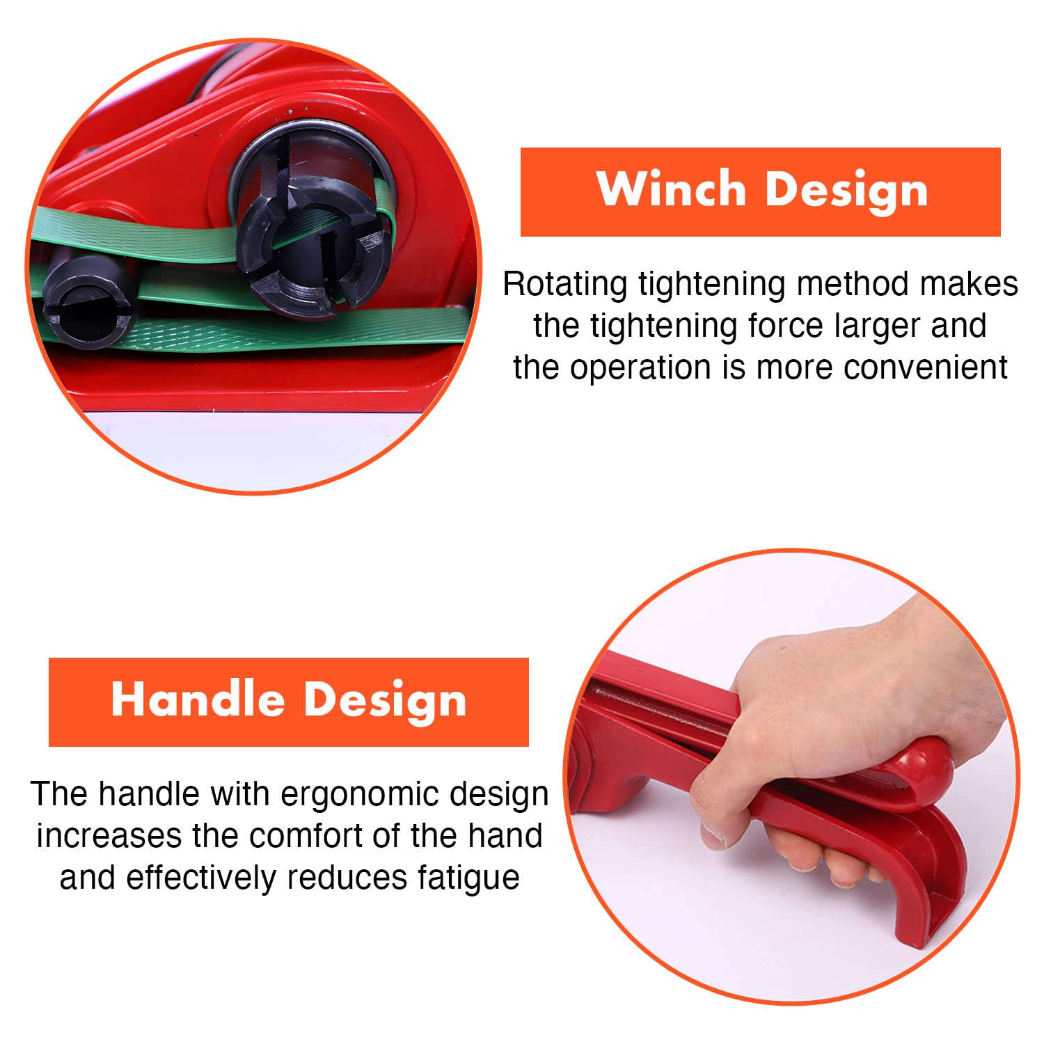 Heavy Duty Poly Strapping Tensioner & Cutter Manual Banding Tools Windlass for 1/2" -3/4" Width Polyester Polyproplyn