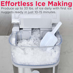 Countertop Crunchy Chewable Nugget Ice Maker, Compact, 33lbs per Day, Metallic Finish