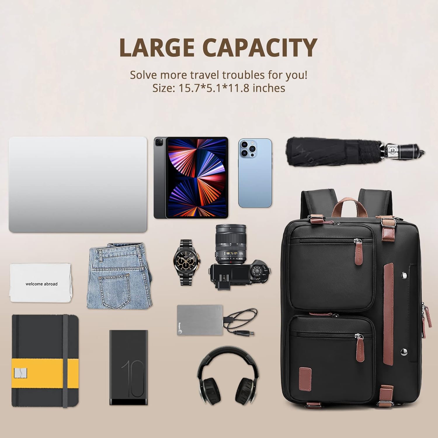 15.6 inch Laptop Backpack for Men Women,3 in 1 Briefcases For Men,Messenger Bag Laotop Bag Computer Bags For Work