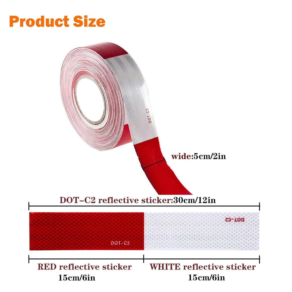 DOT-C2 Reflective Tape Wide 2" Red/White Conspicuity Tape High Visibility Safety Caution Warning Grade Strong