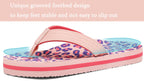 Kids Boys Girls Flip Flops Comfort Quick-Dry Beach Pool Aqua Thong Sandals(Little Kid/Big Kid),Leopard Pink,6 Big Kid