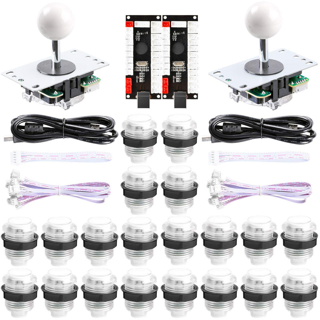 New Updated 2-Player LED DIY Arcade Kit 2X Zero Delay USB Encoder + 2X Joystick + 20x LED Arcade Buttons for PC