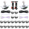New Updated 2-Player LED DIY Arcade Kit 2X Zero Delay USB Encoder + 2X Joystick + 20x LED Arcade Buttons for PC