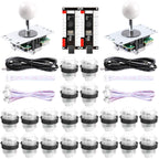 New Updated 2-Player LED DIY Arcade Kit 2X Zero Delay USB Encoder + 2X Joystick + 20x LED Arcade Buttons for PC