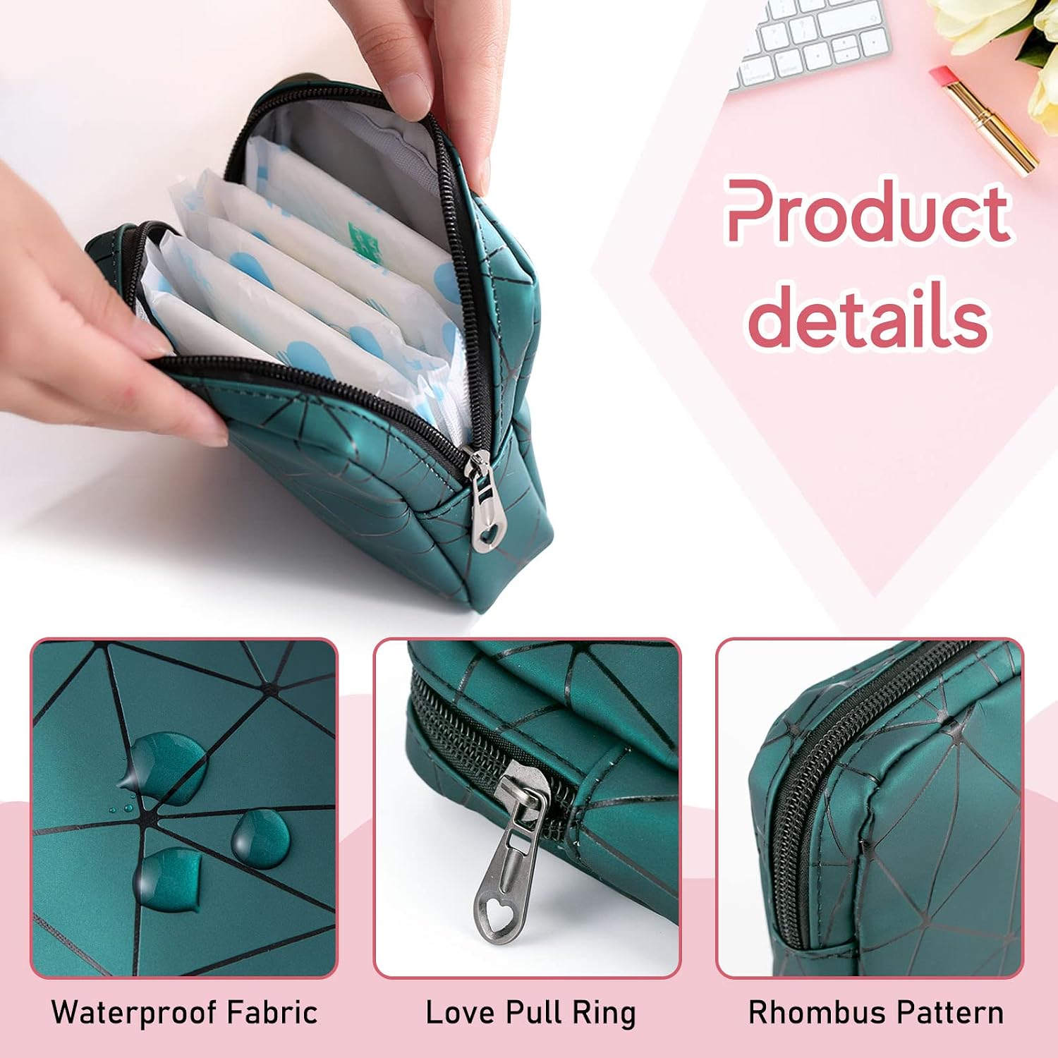 Sanitary Napkin Storage Bags 4 Pcs Menstrual Cup Pouches Nursing Pad Holder Tampon Bags Portable Period Kit Bag