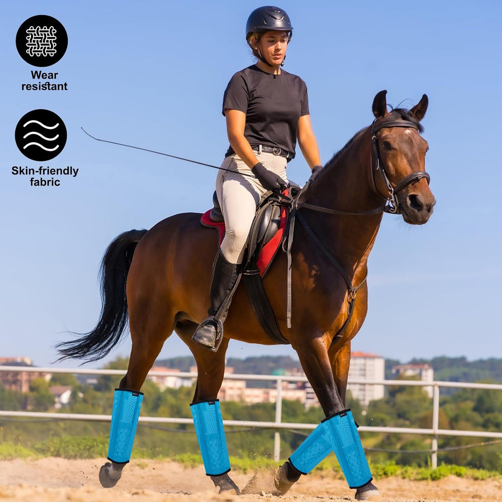Horse Fly Boots, Breathable Mesh Protection Set of 4, Comfortable Horse Leggings, Breathable Mesh Design, Equine