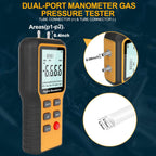 Manometer, Professional Air Pressure Meter, Dual-Port HVAC