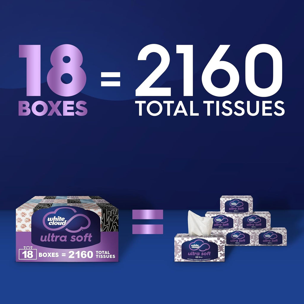 Ultra Soft 3-Ply Facial Tissue, 18 Box Pack