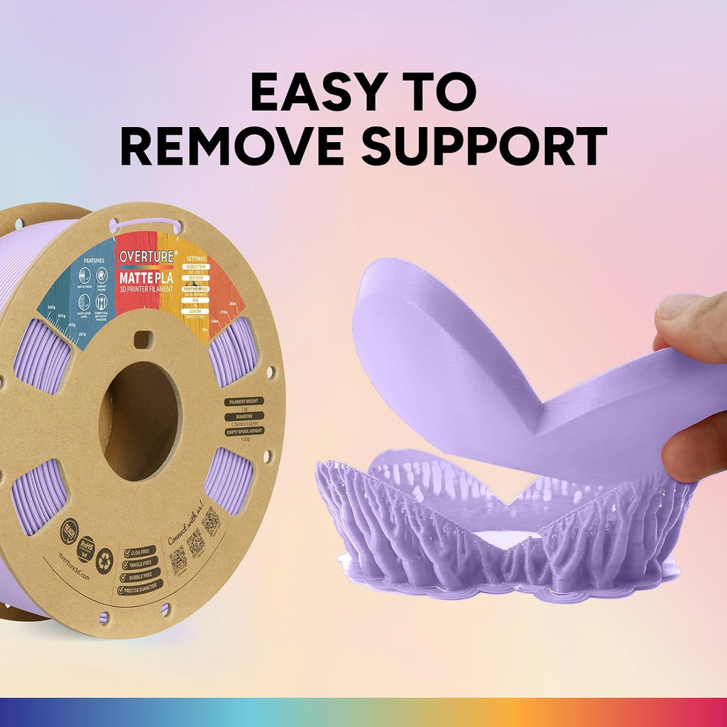 Matte PLA Filament 1.75mm, 1kg Matte Lilac | Low Warp & Smooth Finish, 1kg (2.2lbs) Dimensional Accuracy +/- 0.02mm