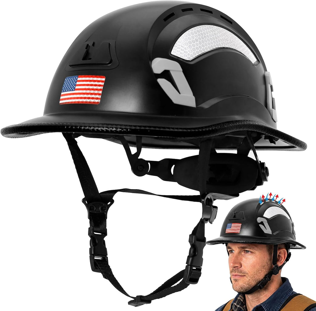 Aolamegs OSHA Approved Construction Full Brim Hard Hat Vented Type 1 | ANSI Z89.1 Class C Safety Helmet With Chin
