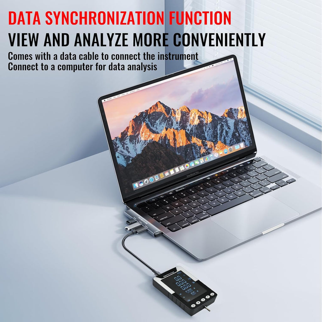 1000N/100Kg/220lb Digital Force Gauge, Large-Screen Push-Pull Meter with Data Output Function, 0.5% Accuracy