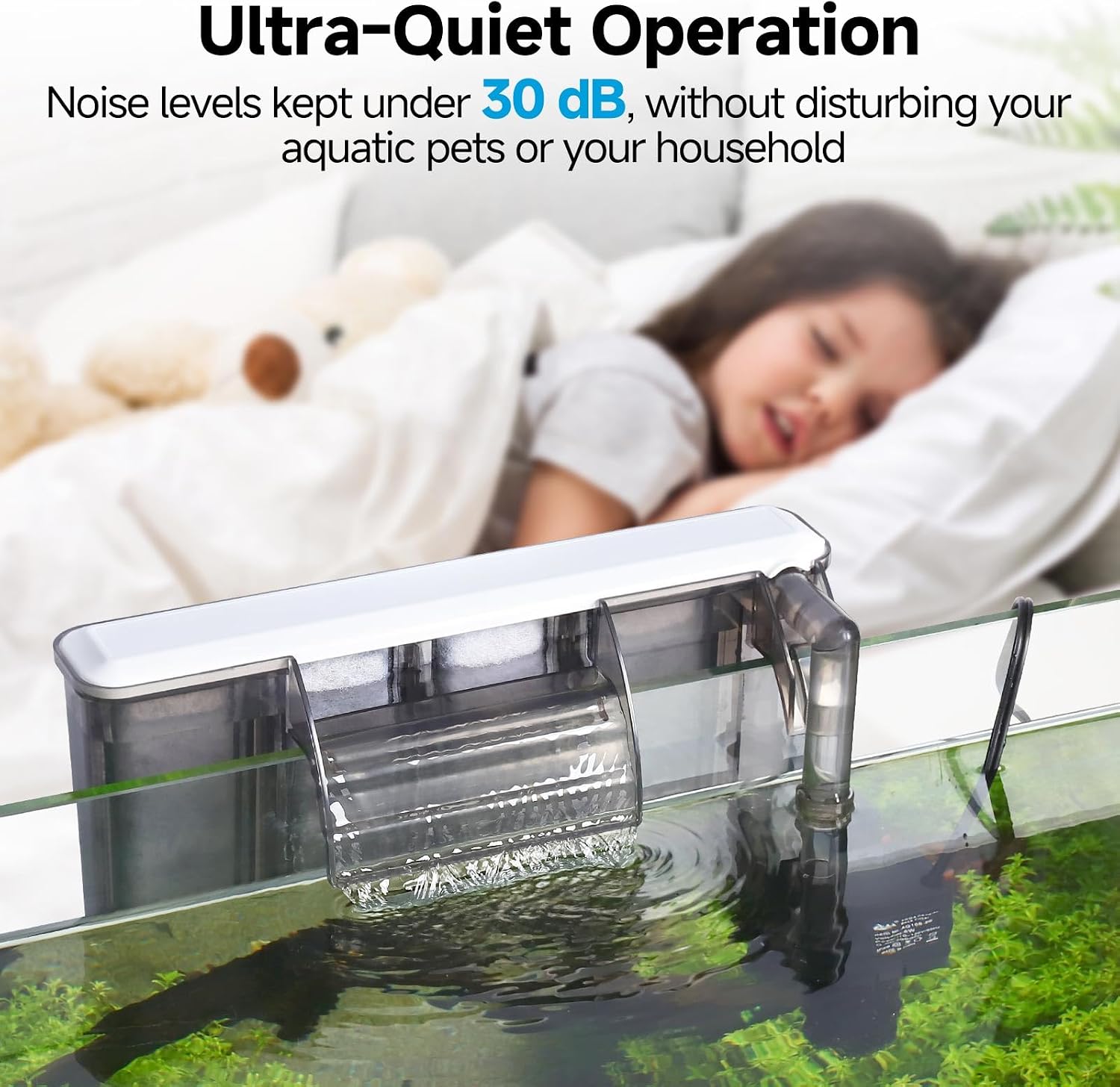 Quiet Hang on Back Aquarium Filter for 30-50 Gallon,Adjustable Flow | Auto Start Fish Tank Filters, Powerful