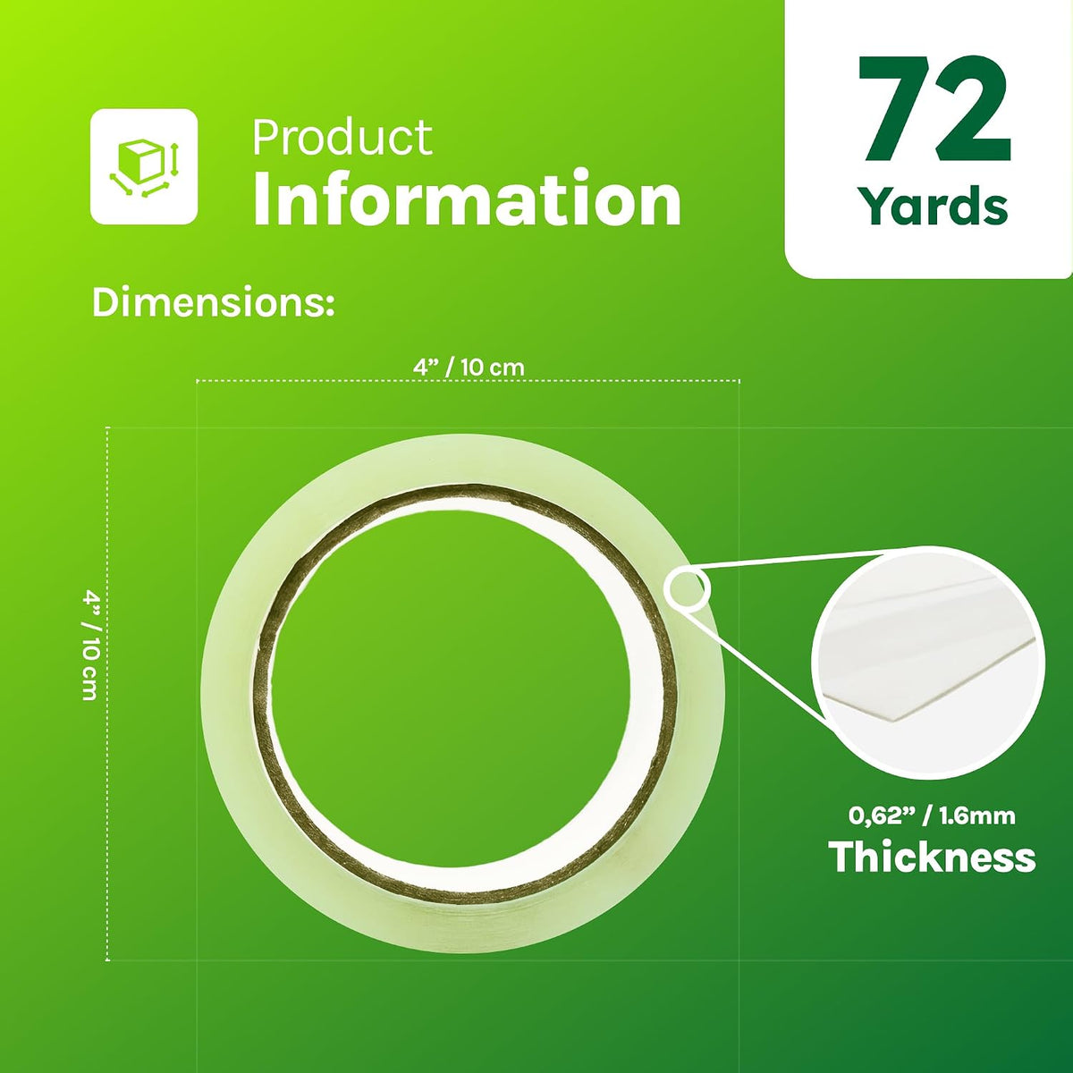 Clear Packing Tape Refills, 1.88" x 72 Yards, 36 Rolls