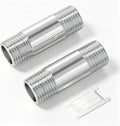 TAISHER 2Pcs 304 SS Nipple Cast Pipe Fitting 3/8" NPT Male, 2" Length