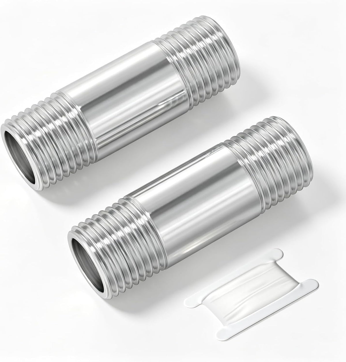 TAISHER 2Pcs 304 SS Nipple Cast Pipe Fitting 3/8" NPT Male, 2" Length