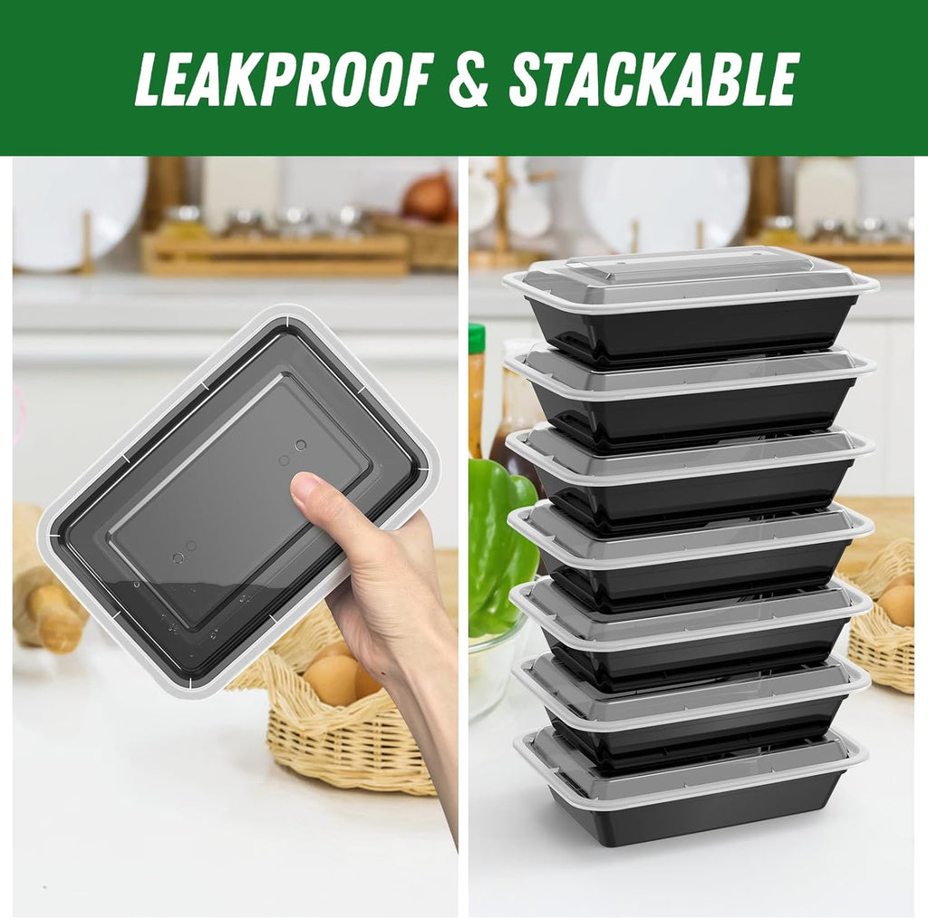 50 Pack (100-Piece) 32 oz Meal Prep Containers Reusable with Lids