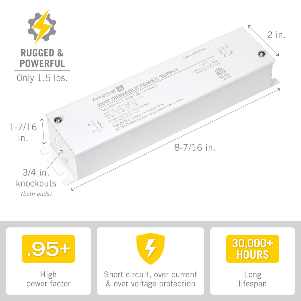100-Watt Dimmable LED Driver with Enclosure 24V DC 861000D