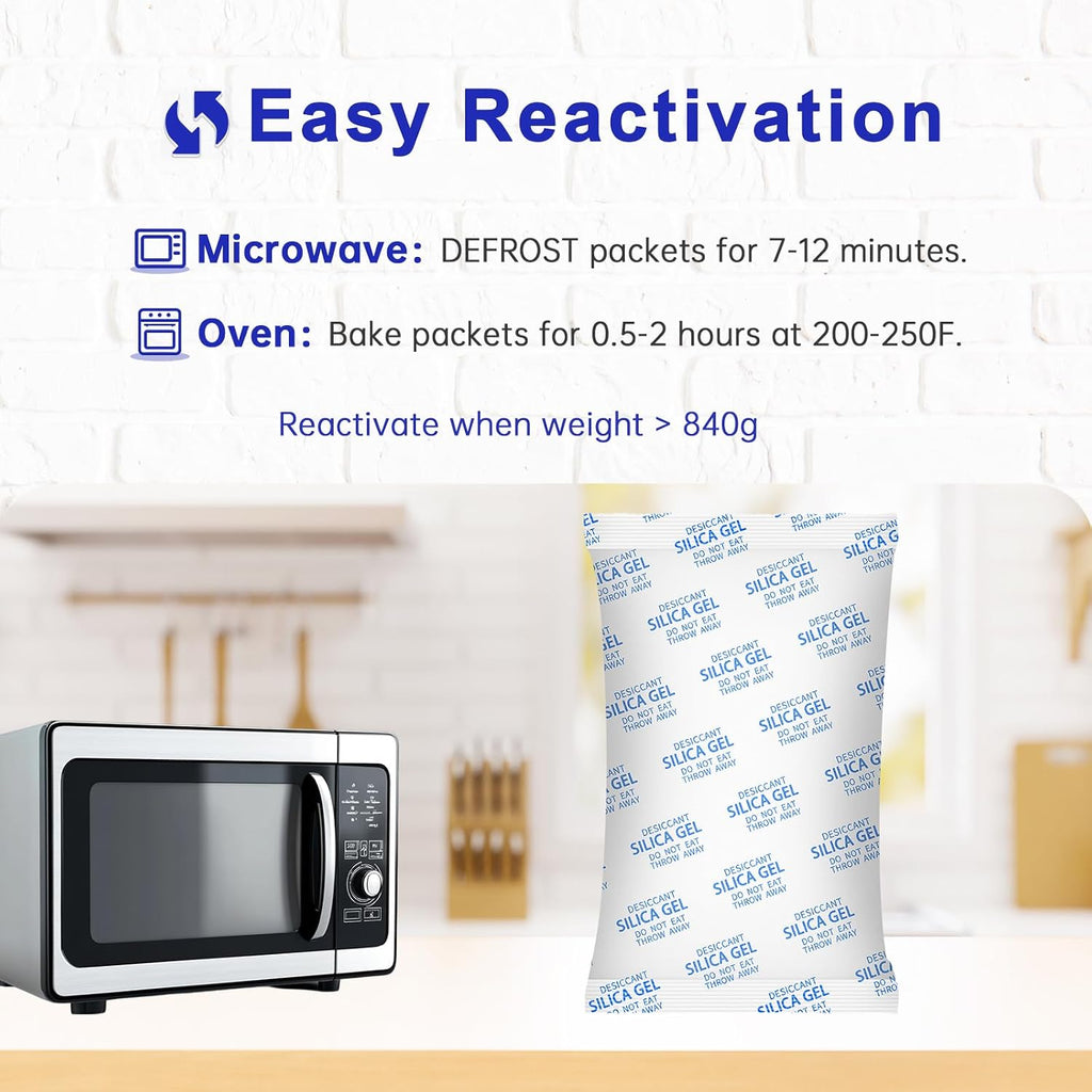 Large Desiccant Packs, 5 Packs 600 Gram Silica Gel Packets Reusable, Dehumidifier Packs for Car Desiccant, Large