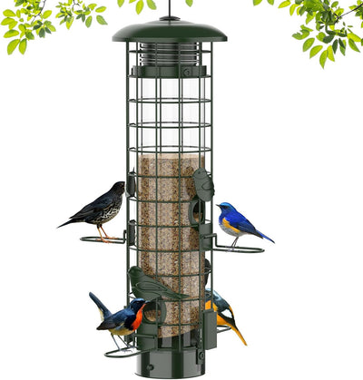 Squirrel Proof Bird Feeder,Metal Mesh Bird Feeders for Outdoors Hanging,Gravity Protection Squirrel Proof Wild Bird