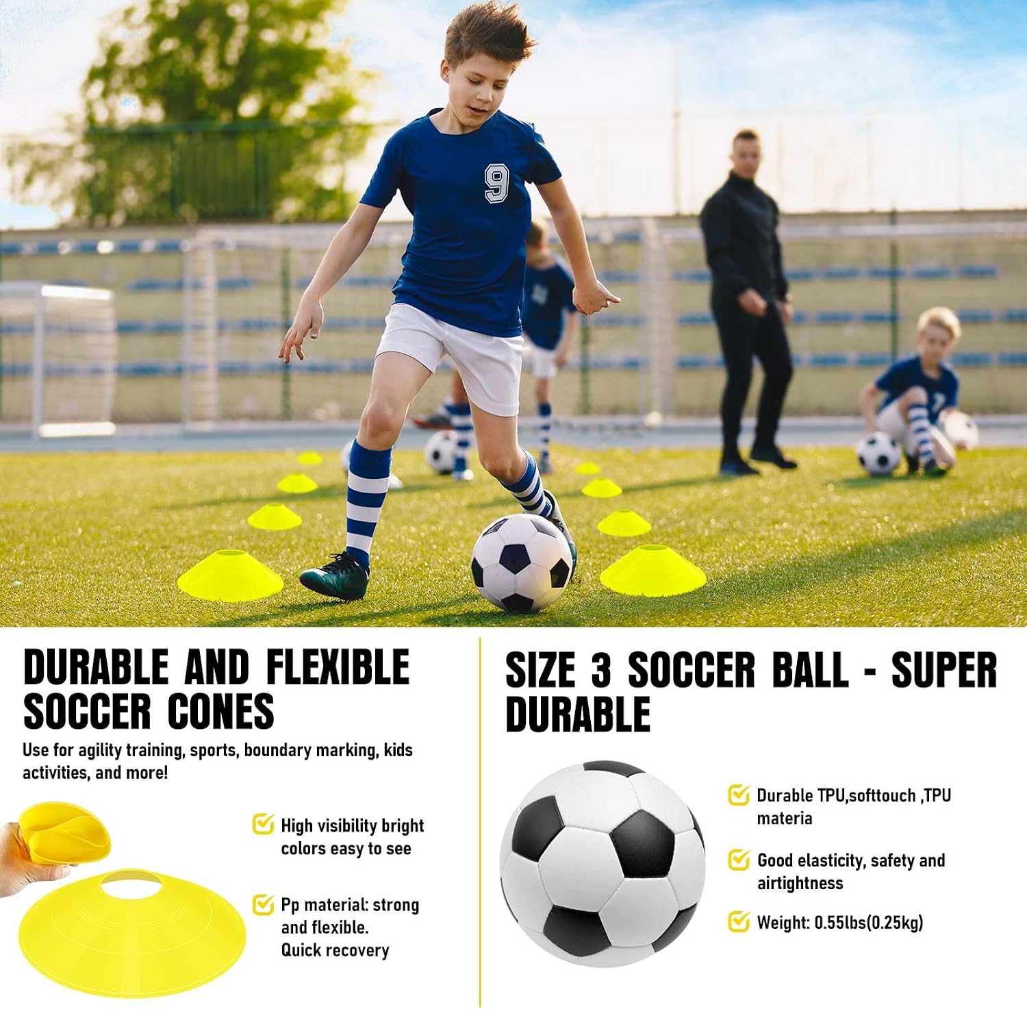 Soccer Goal, Kids Soccer Goals for Backyard Set, Pop Up Soccer Net | 2 Pack Portable Soccer Nets with Soccer Ball
