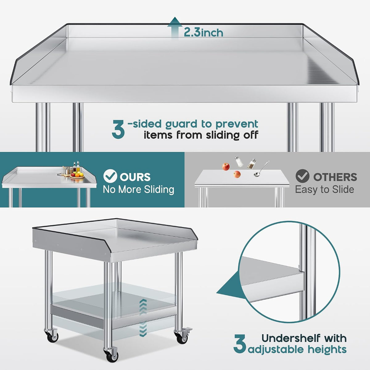 25-Inch Stainless Steel Equipment Grill Stand Table