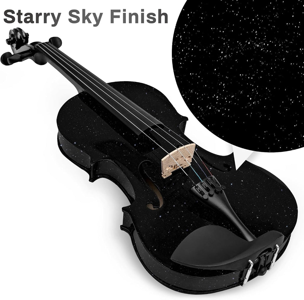 1/4 Violin for Beginner Fiddle Kit, Violin 1/4 Size for Student Stringed Musical Instrument w/Case, Two Strings Set