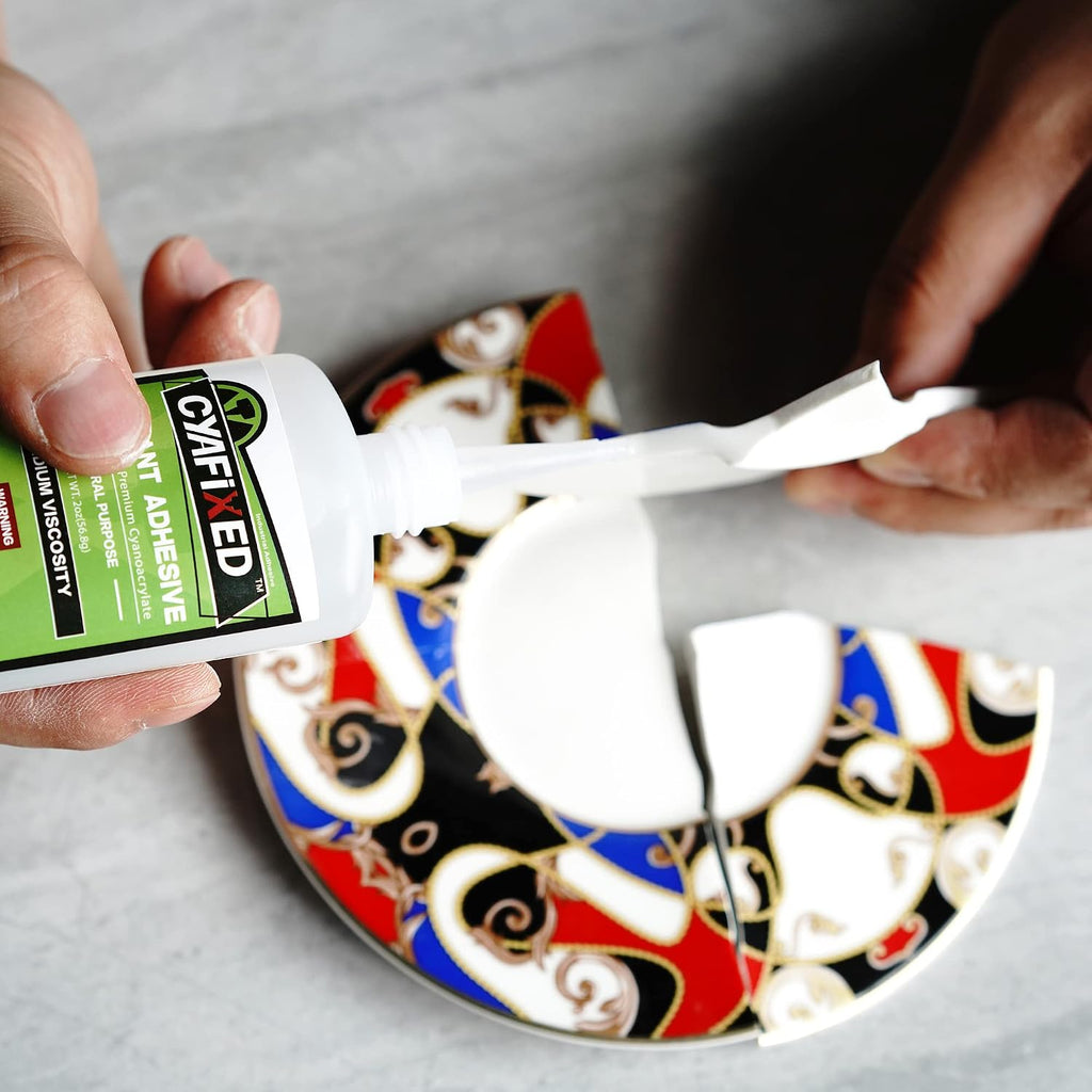 Super Glue Kit, 6 oz CA Glue (Thick, Medium-Thick, Medium, Thin) with Anti-Clog Caps & Microtips, Instant Clear