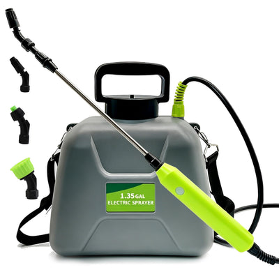1.35 Gallon Battery Powered Sprayer, Electric Sprayer with 3 Nozzles