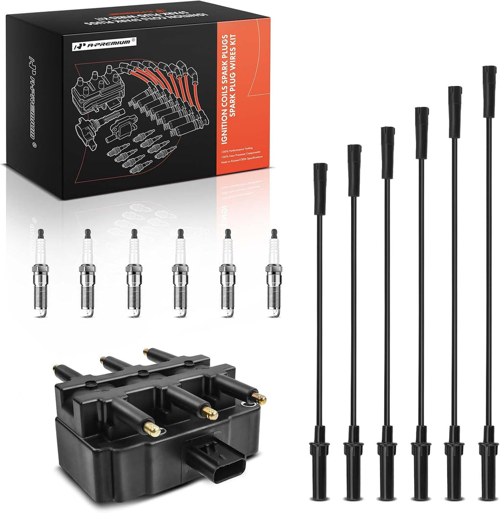 1 Ignition Coil with 6 Wire and 6 Iridium Spark Plug | Compatible with Dodge Grand Caravan 2001-2010, Caravan &