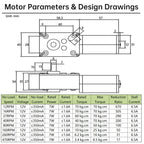 ZVKV 12V DC Worm Gear Motor with Bracket, Couplings Forward‑Reverse Switch