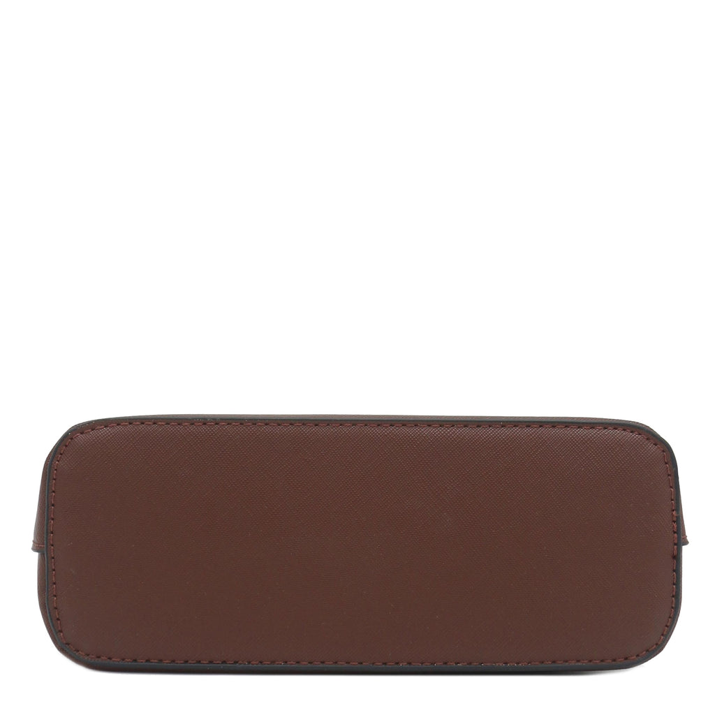 Saffiano Small Dome Crossbody bag with Chain Strap (Coffee)