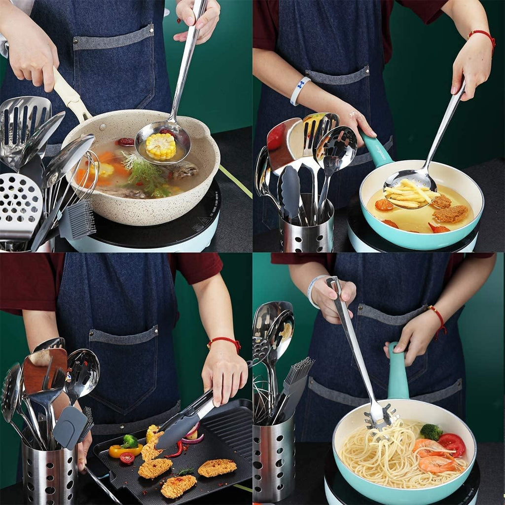 Stainless Steel Cooking Utensils Set, Berglander 13 Pieces Kitchen Utensils Set, Kitchen Tools Set With Utensil