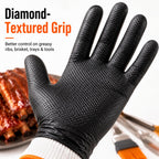BBQ Gloves Disposable, 100 Nitrile Gloves + 4 Cotton Liners, 10 Mil, Large