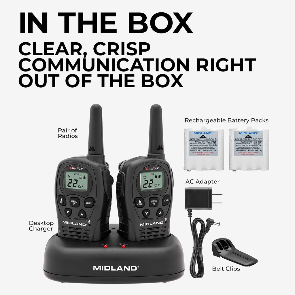LXT500VP3, 22 Channel FRS Walkie Talkies with Channel Scan | Extended Range Two Way Radios, Silent Operation